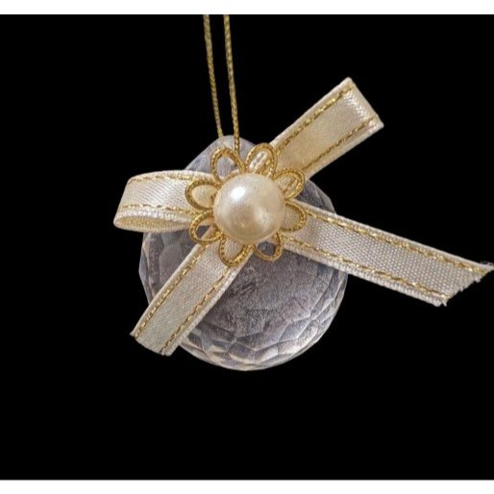 (1) Vintage Acrylic Christmas Ornament Round Prisms Shine Bright Clear Color